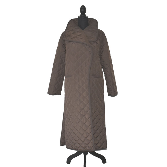 D0 NEW TOTEME Brown Signature Quilted Snap Closure Slit Sides Long Coat Size XXS - Picture 1 of 8